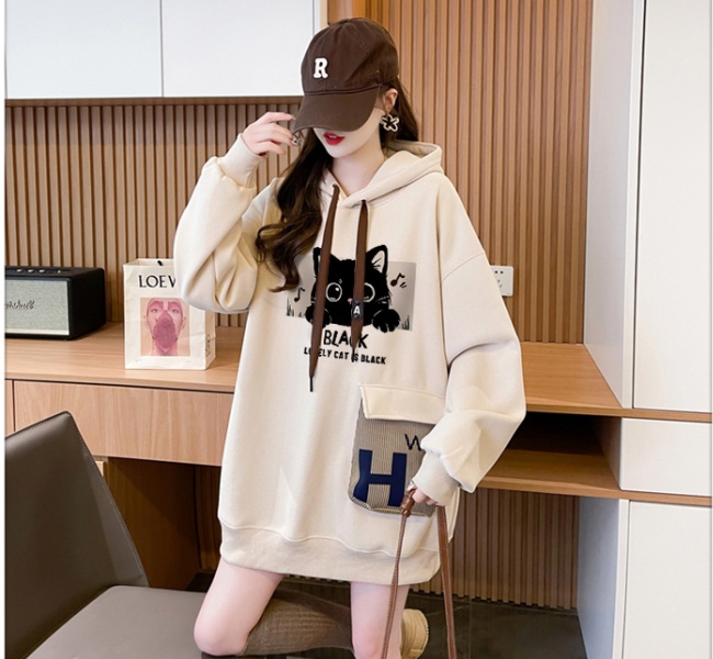 Stereoscopic thick plus velvet hoodie hooded loose coat