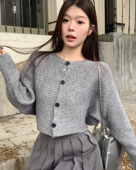 Single-breasted knitted cardigan pit stripe sweater