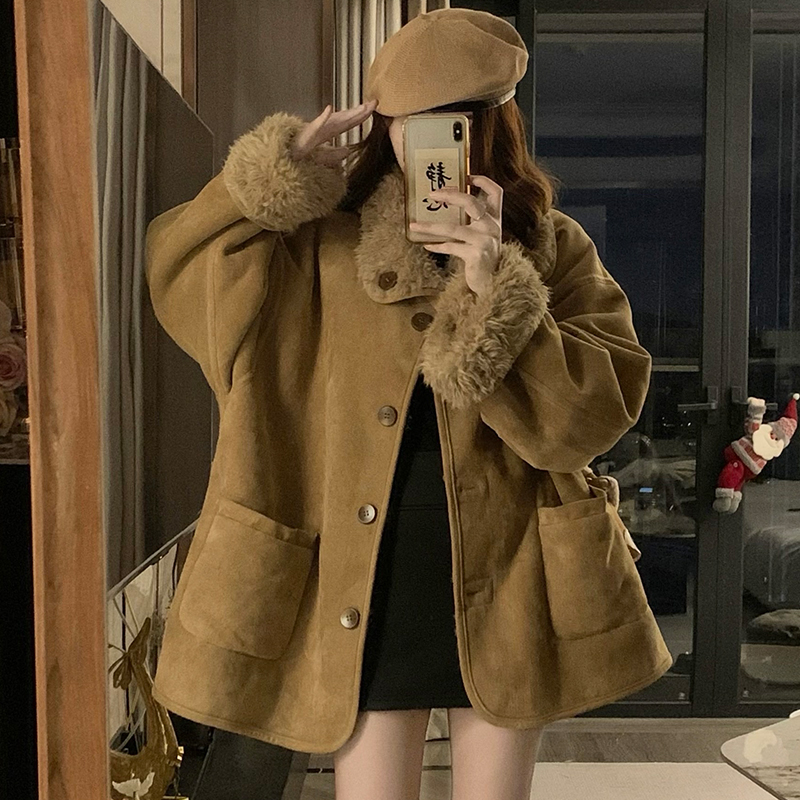 Winter wear elmo coat Western style thick tops for women