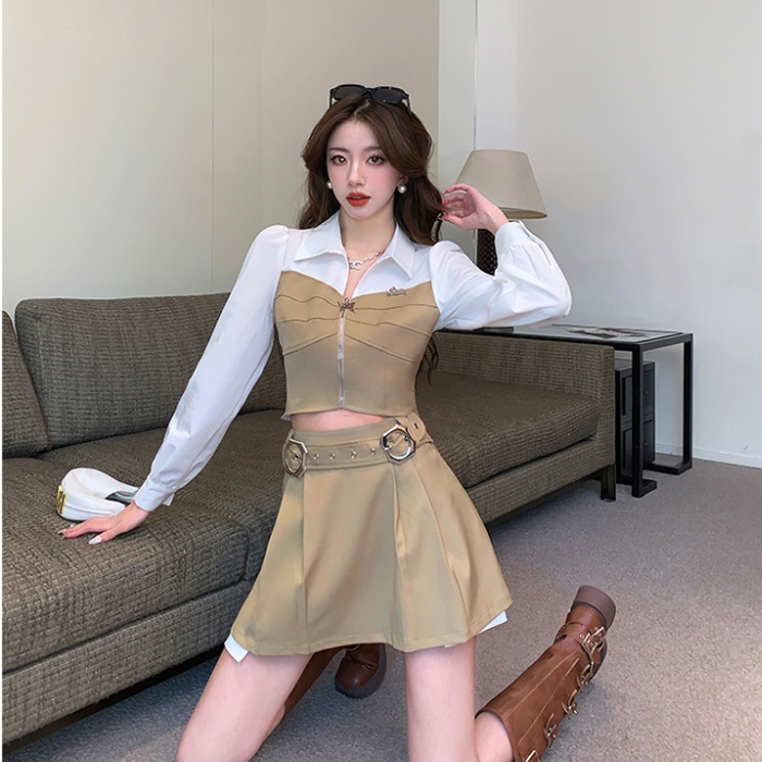 Long sleeve Casual shirt fashion skirt a set for women