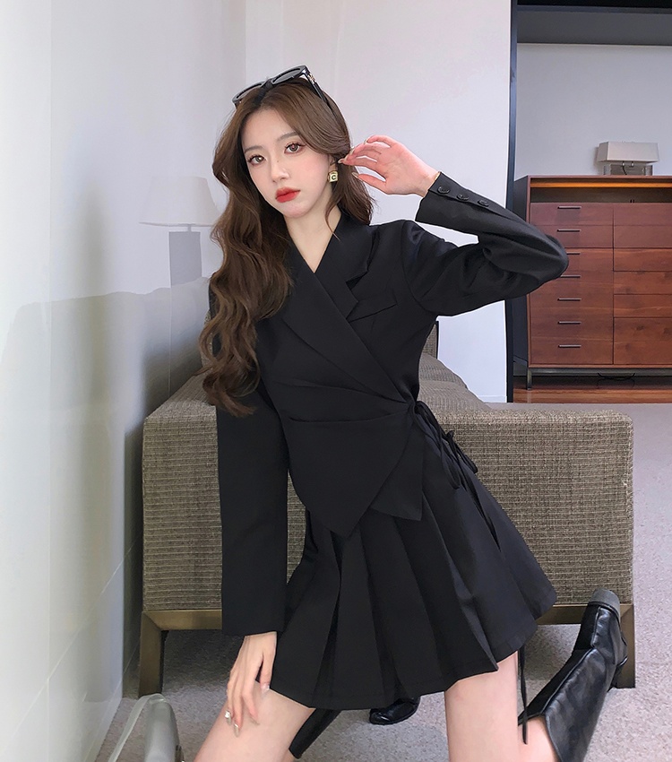 Pleated skirt fashion business suit a set