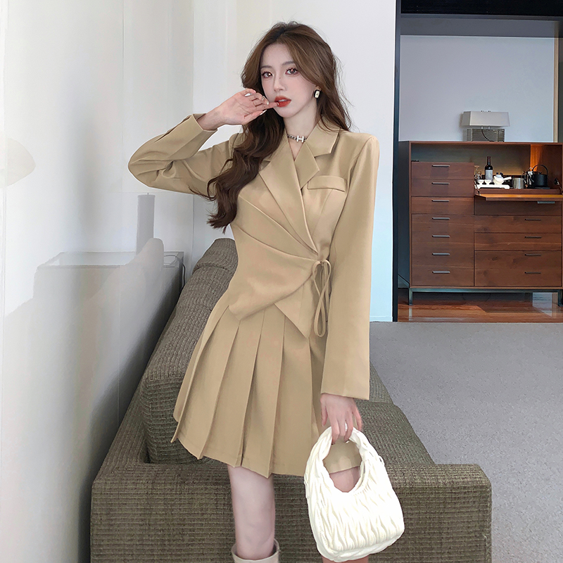 Pleated skirt fashion business suit a set