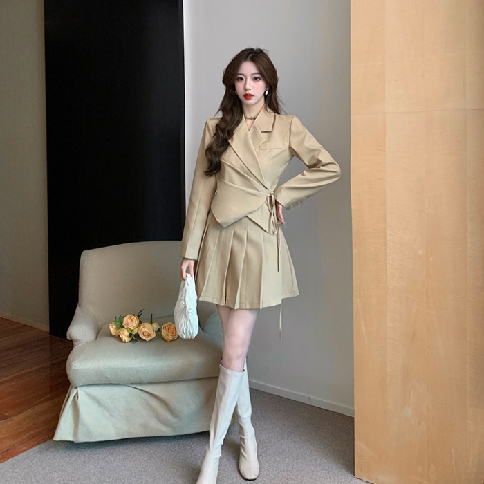 Pleated skirt fashion business suit a set