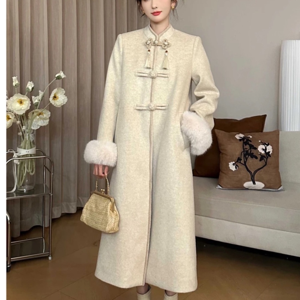 Autumn and winter woolen coat Chinese style overcoat