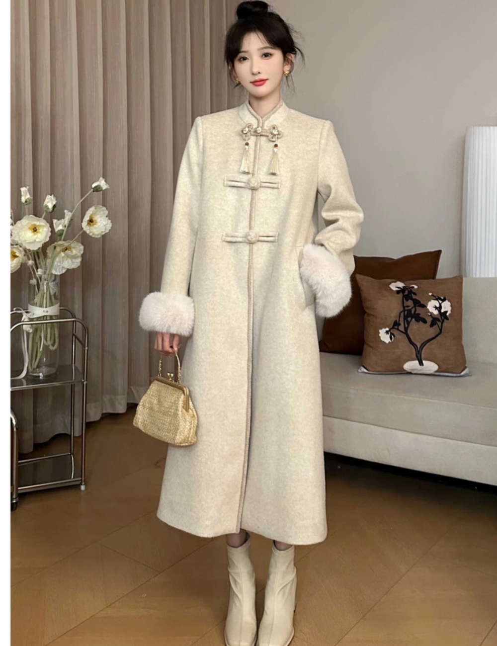 Autumn and winter woolen coat Chinese style overcoat