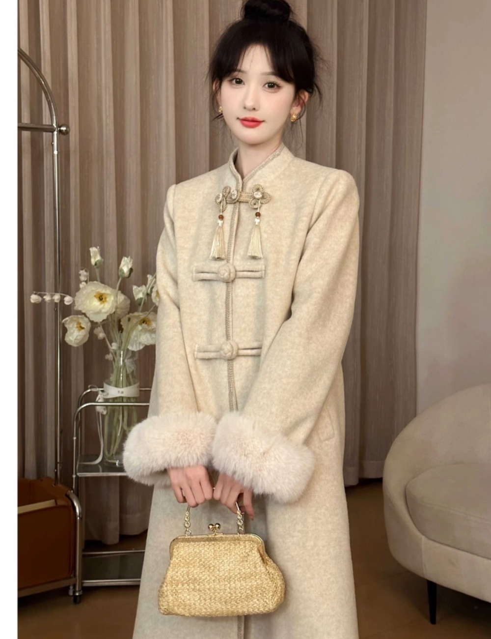 Autumn and winter woolen coat Chinese style overcoat