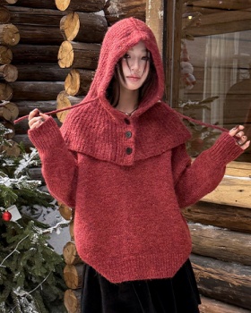 Autumn and winter removable cloak hooded thick sweater