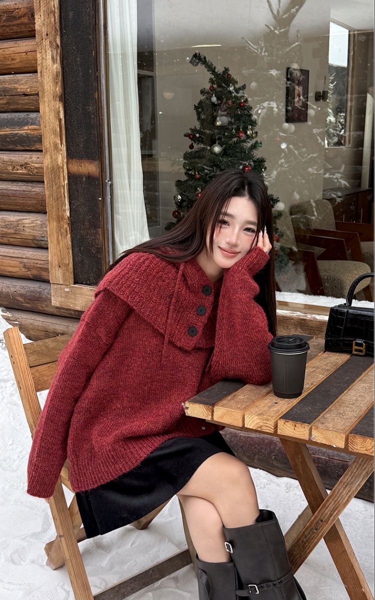 Autumn and winter removable cloak hooded thick sweater