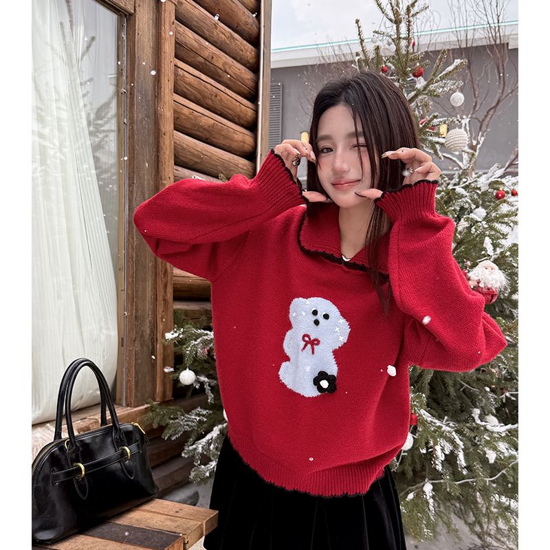 Autumn and winter doll collar commuting sweater for women