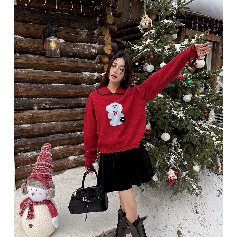 Autumn and winter doll collar commuting sweater for women