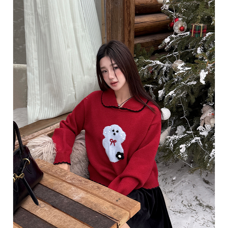 Autumn and winter doll collar commuting sweater for women