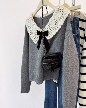 Gray pullover sweater show young tops for women