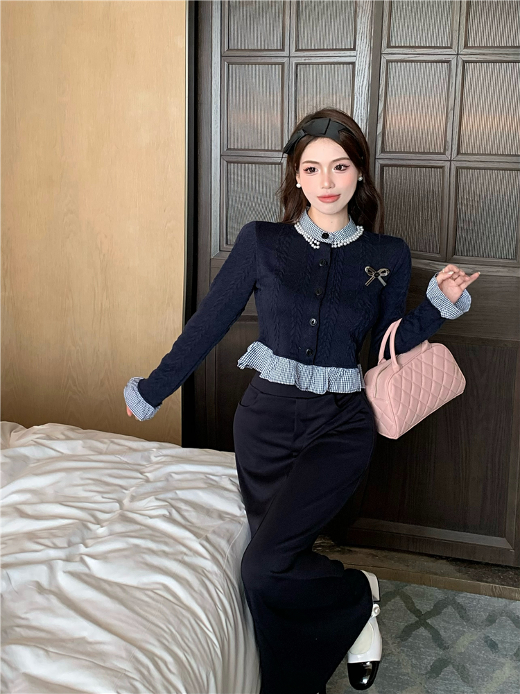 Pseudo-two skirt sweater 2pcs set for women