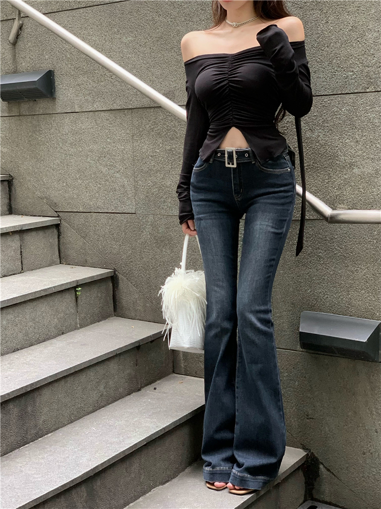 Spring high waist elasticity pants retro slim long pants