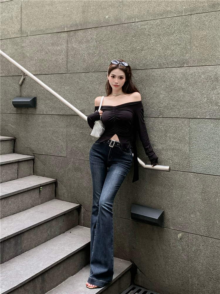 Spring high waist elasticity pants retro slim long pants