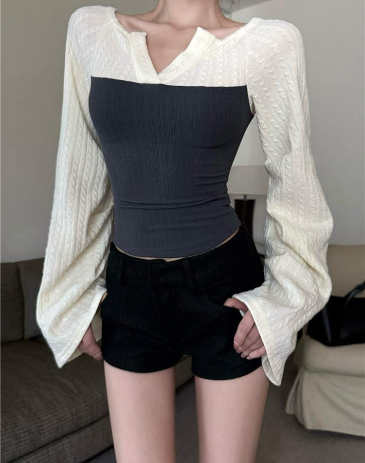 Slim mixed colors knitted tender tops