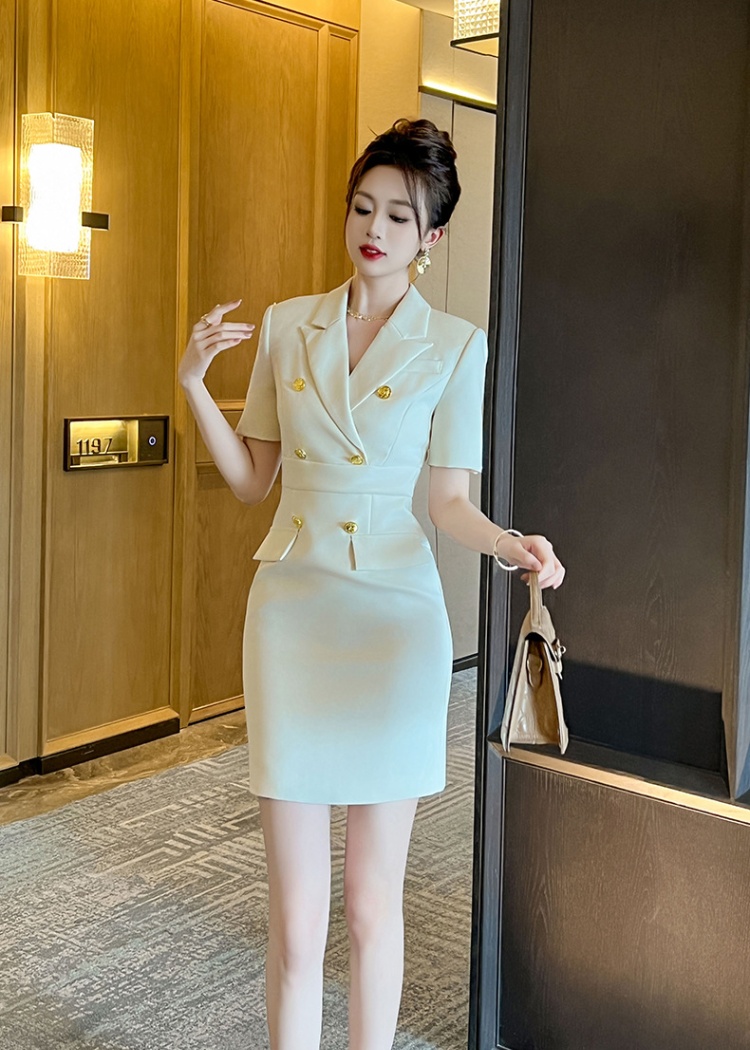 Slim short sleeve dress summer business suit for women