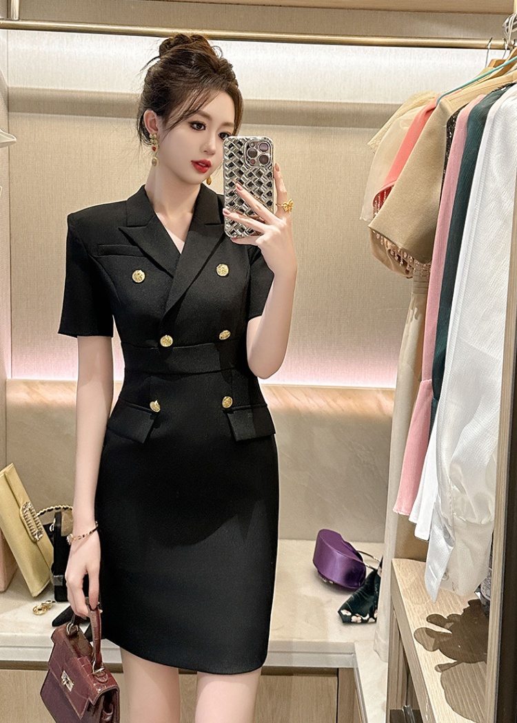 Slim short sleeve dress summer business suit for women