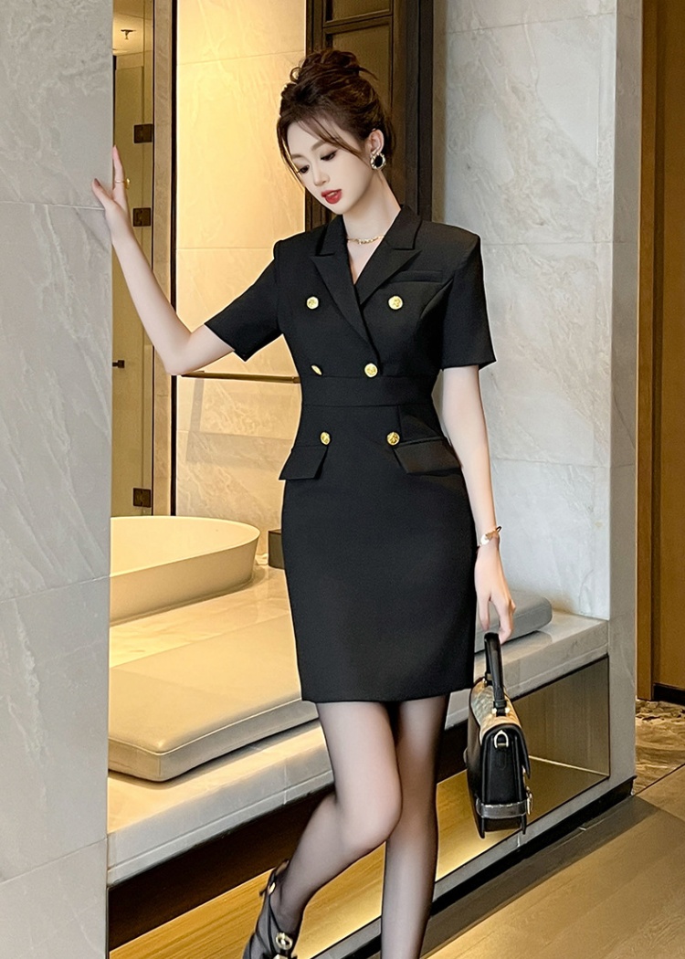 Slim short sleeve dress summer business suit for women