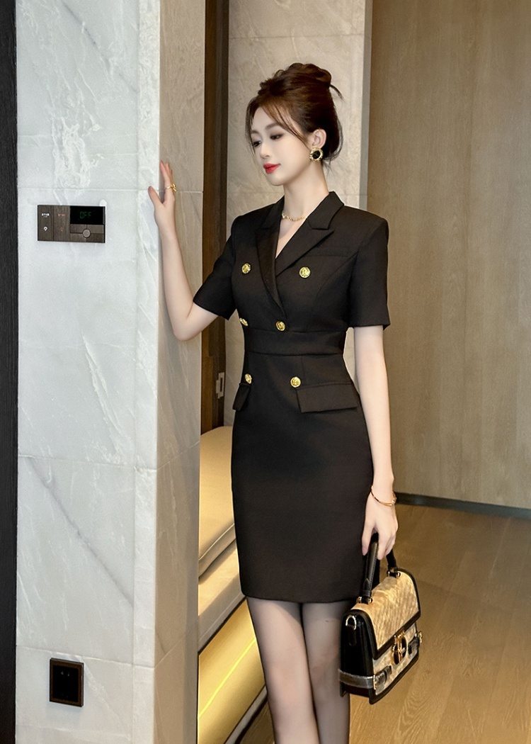 Slim short sleeve dress summer business suit for women