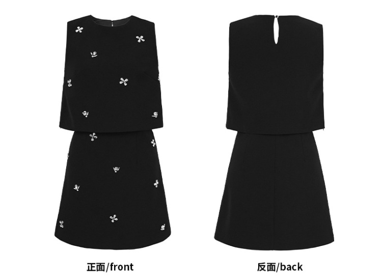 Short rhinestone tops chanelstyle skirt 2pcs set