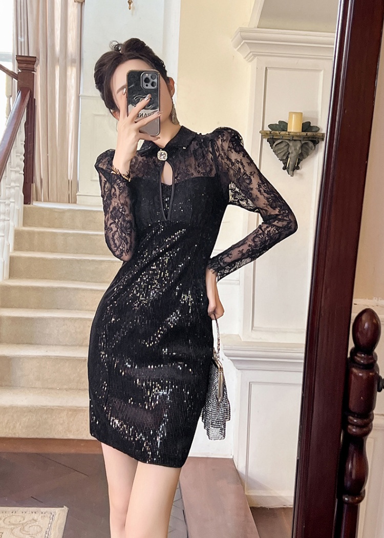 Party sequins dress lace ladies formal dress for women