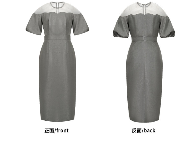 Splice temperament puff sleeve gauze dress for women