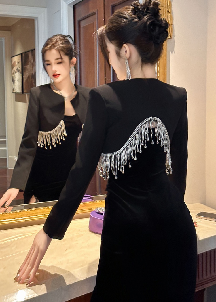 Tassels coat rhinestone business suit for women