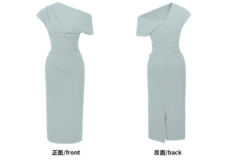 Slim dress oblique collar long dress for women