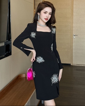 Autumn package hip temperament rhinestone dress for women