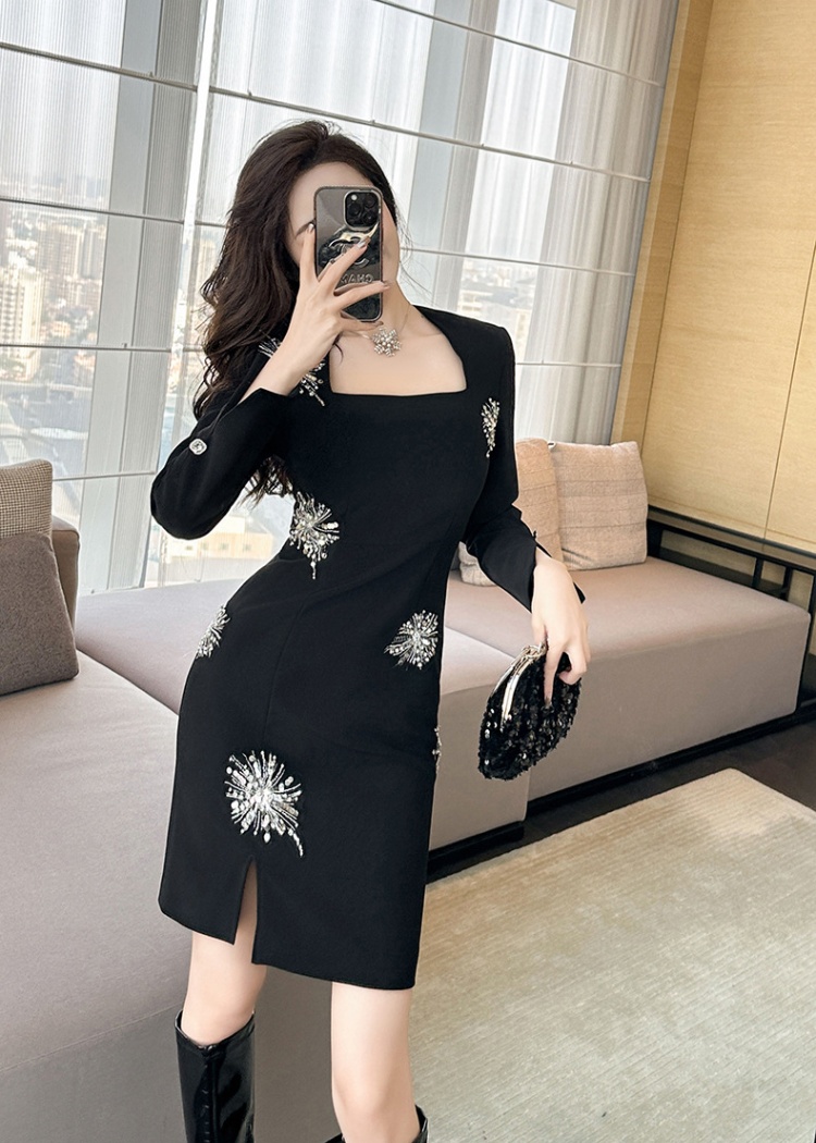 Autumn package hip temperament rhinestone dress for women