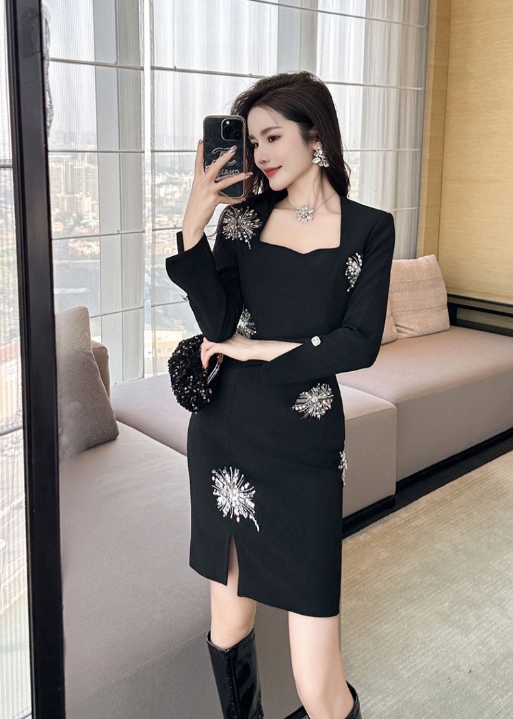 Autumn package hip temperament rhinestone dress for women