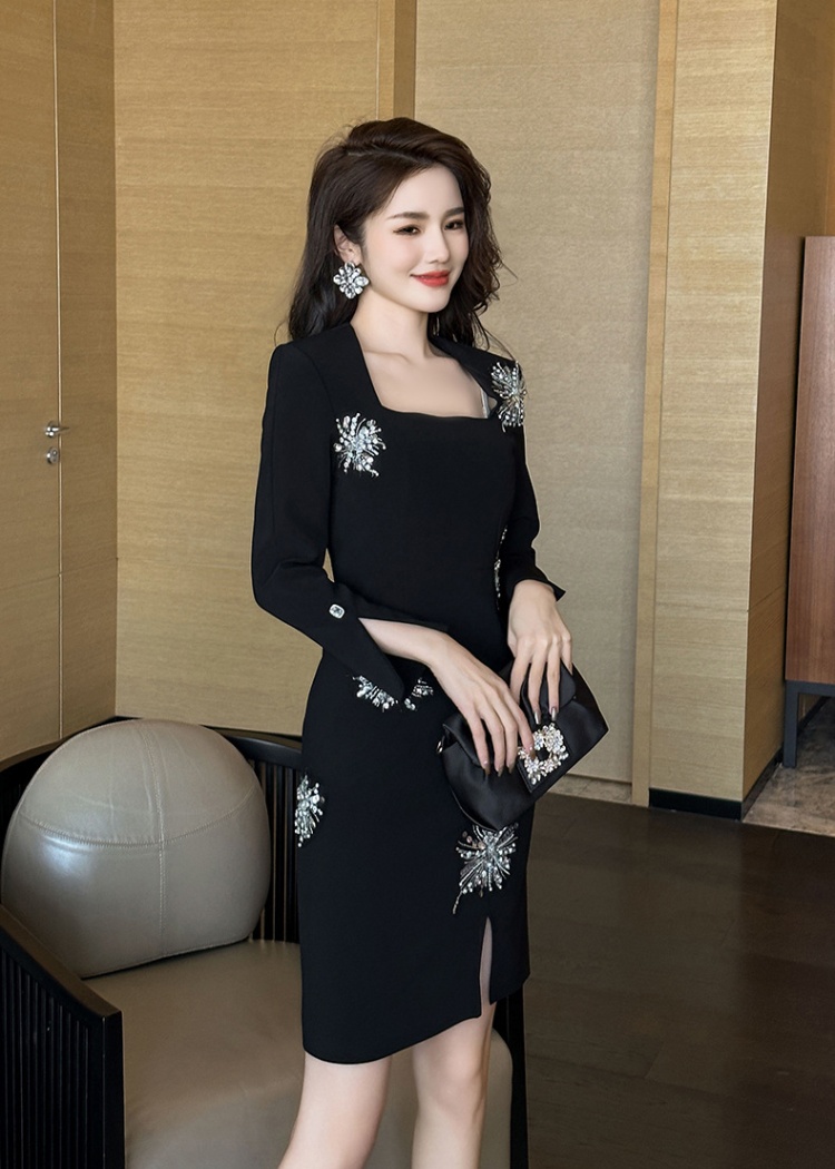 Autumn package hip temperament rhinestone dress for women