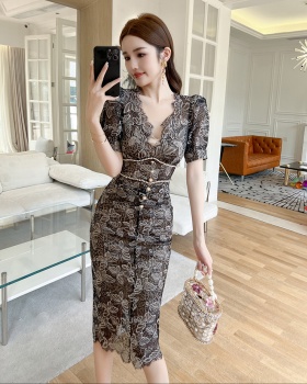 Korean style slim V-neck summer dress for women