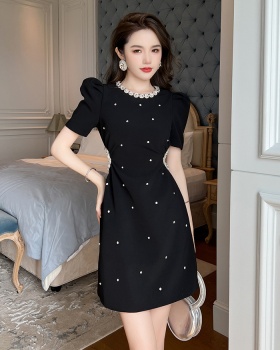 Rhinestone black dress summer A-line formal dress for women