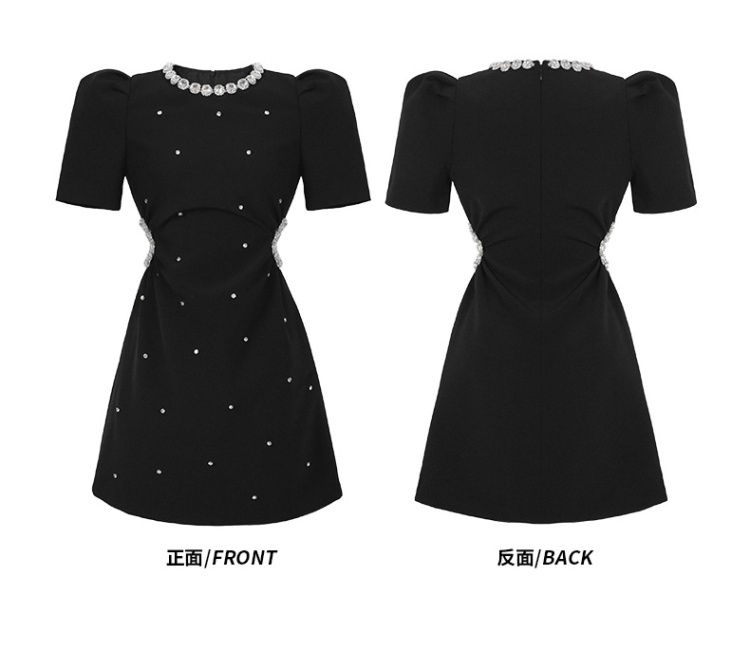 Rhinestone black dress summer A-line formal dress for women