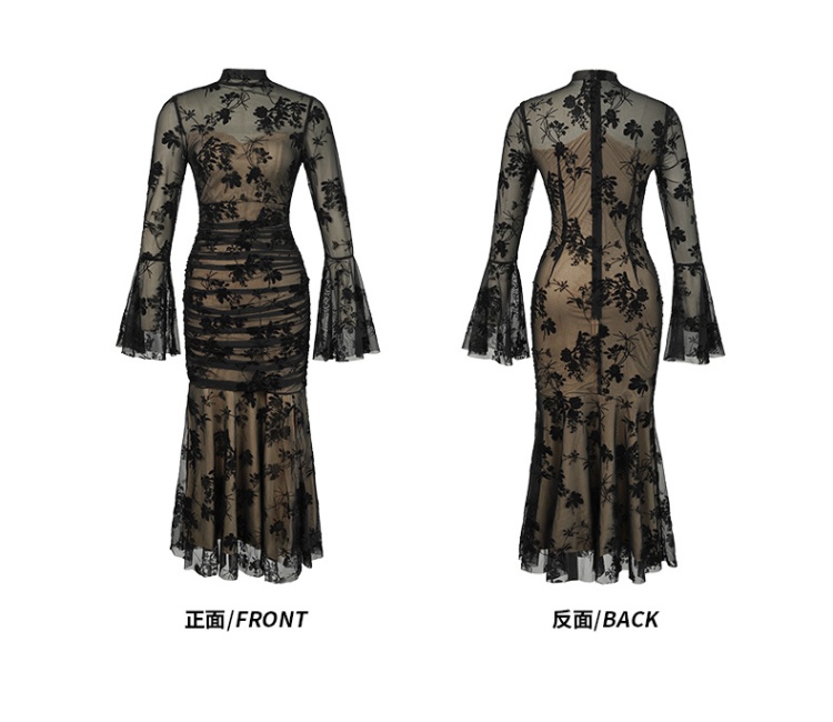 France style gauze printing dress for women