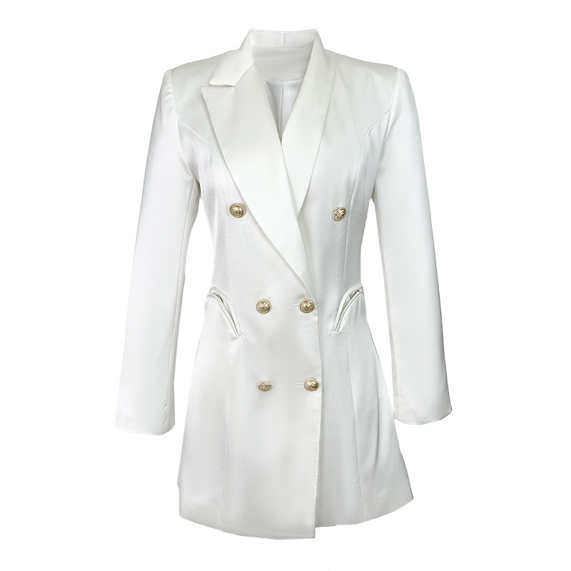 Temperament white business suit autumn slim dress