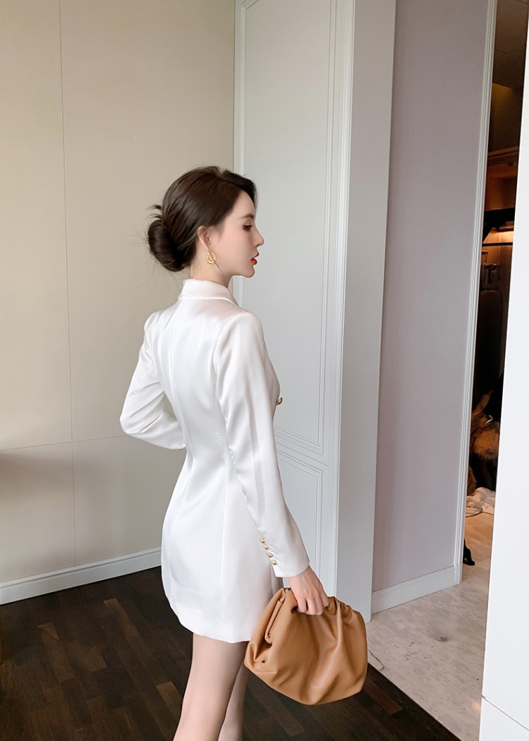 Temperament white business suit autumn slim dress