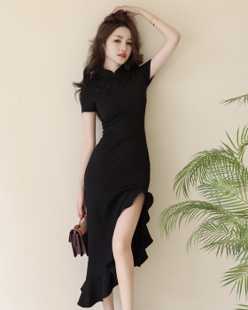 Black Chinese style dress mermaid summer cheongsam