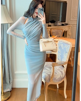 Autumn France style gauze package hip dress for women