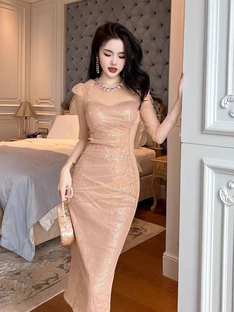 Autumn and winter ladies long dress gauze dress