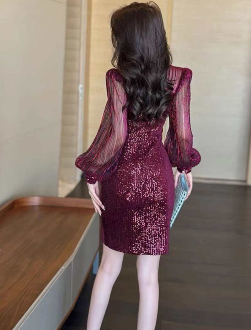 Package hip fashion dress sequins host formal dress