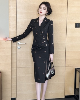 Embroidery business suit slim dress for women