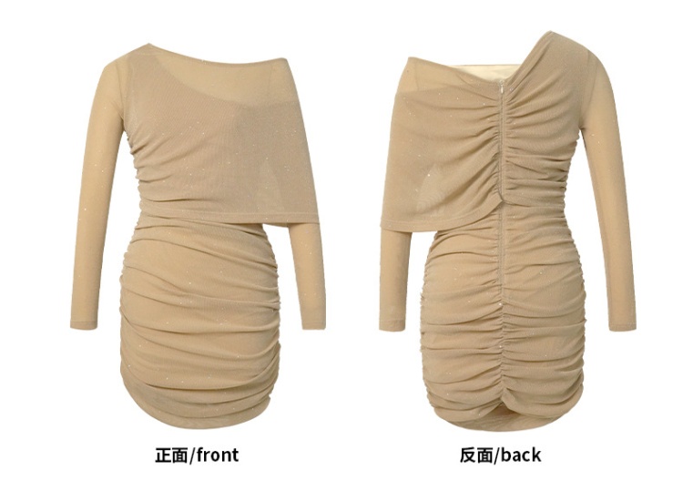 Fold slim T-back autumn and winter dress for women