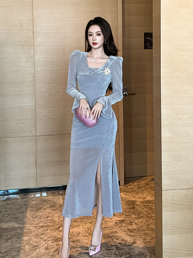 Slim autumn and winter dress ladies long dress for women