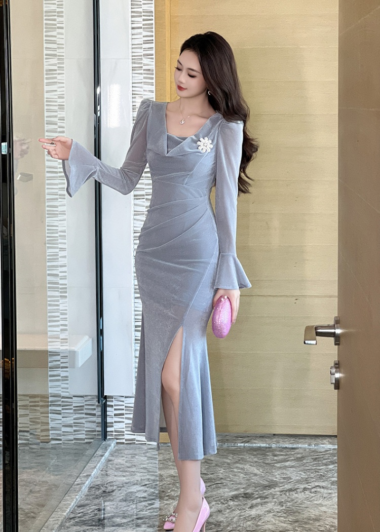 Slim autumn and winter dress ladies long dress for women