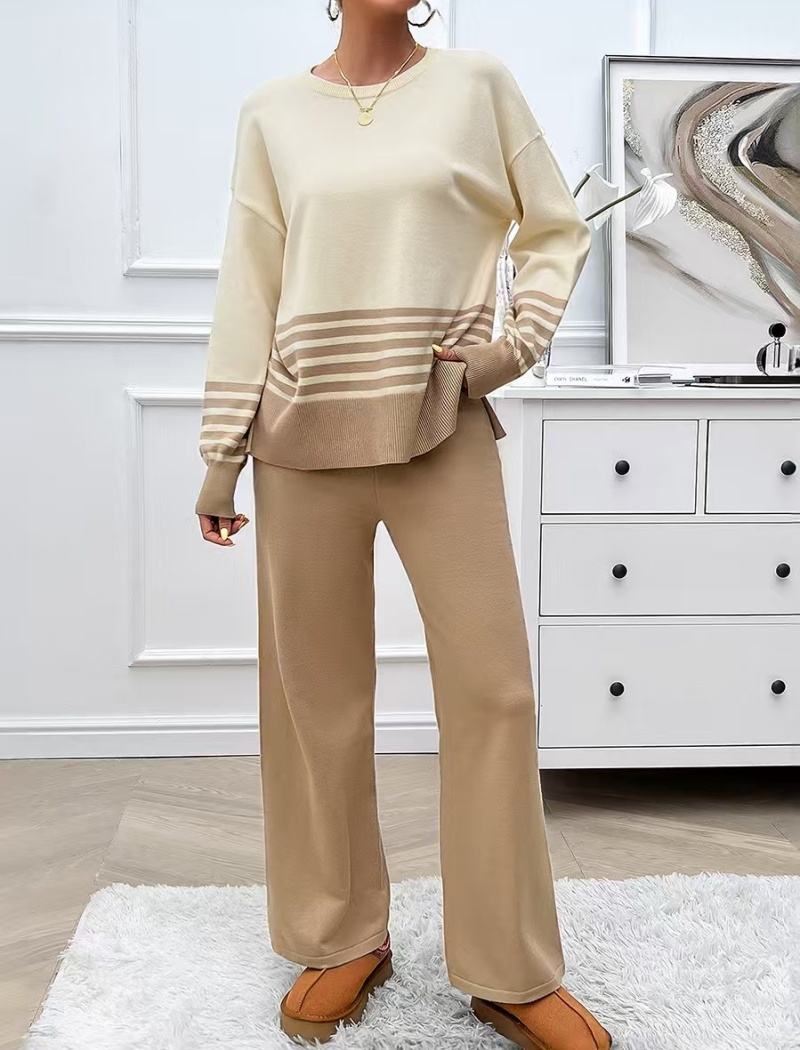 Straight long pants sweater a set for women