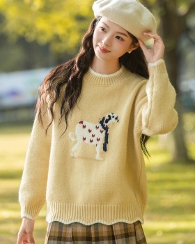 Cartoon thick lace sweater for women