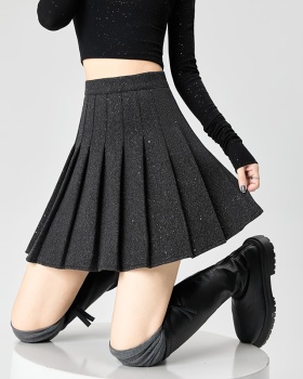 Gray retro sequins skirt slim A-line short skirt for women